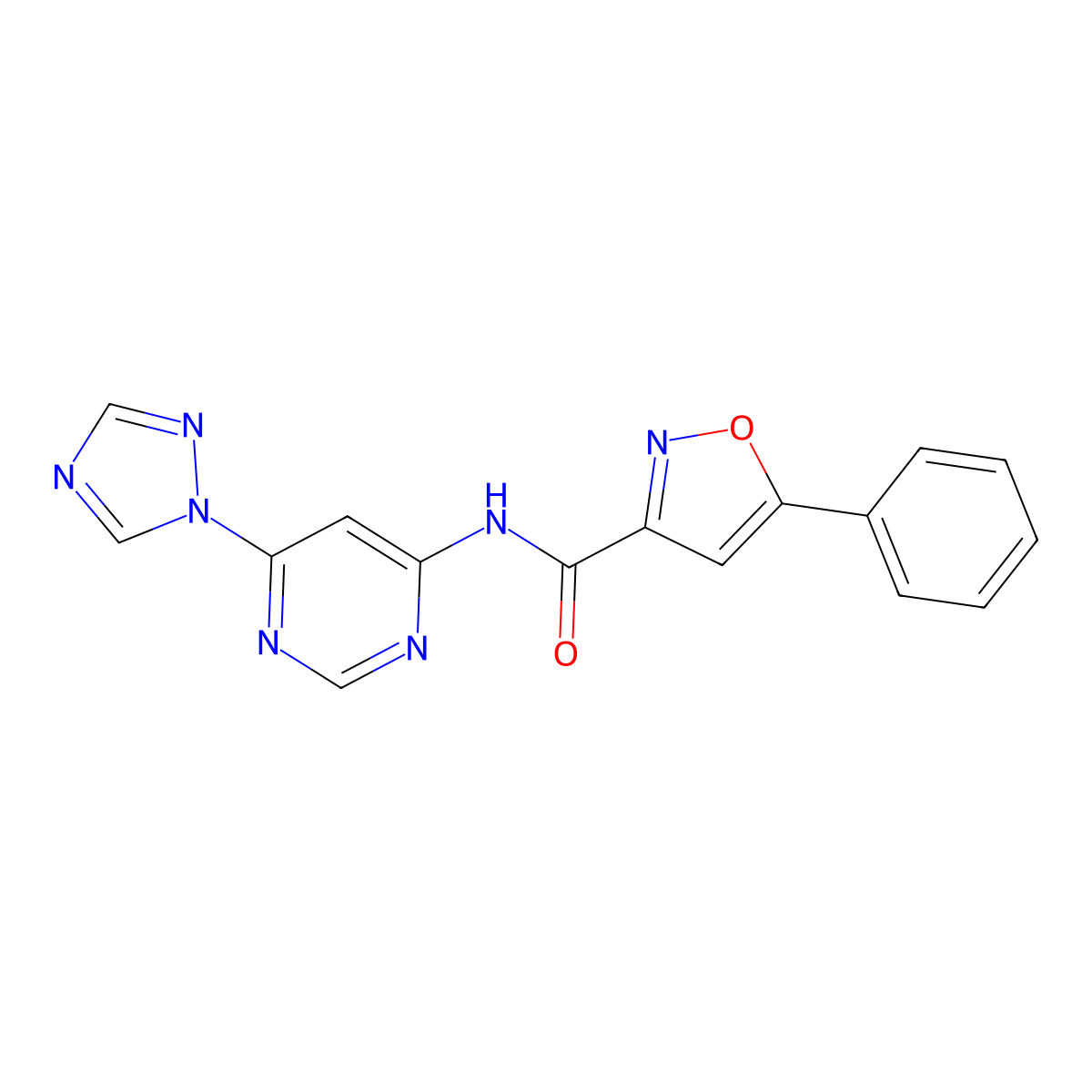 N-(6-(1H-1,2,4-triazol-1-yl)pyrimidin-4-yl)-5-phenylisoxazole-3-carboxamide molecular structure, CAS 1428371-89-4