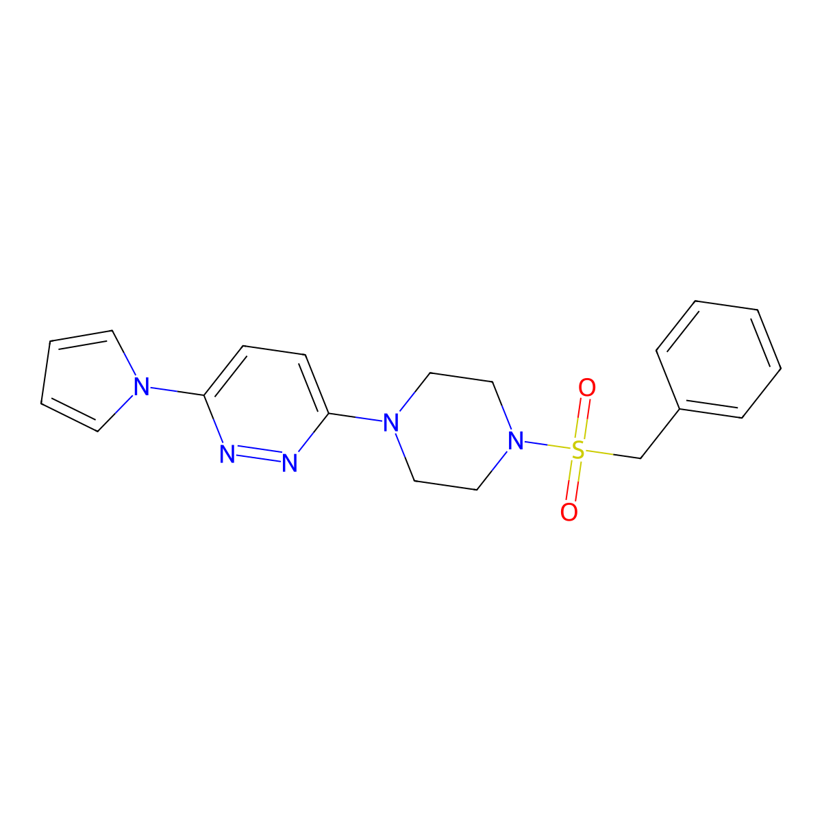3-(4-(benzylsulfonyl)piperazin-1-yl)-6-(1H-pyrrol-1-yl)pyridazine molecular structure, CAS 1428371-92-9