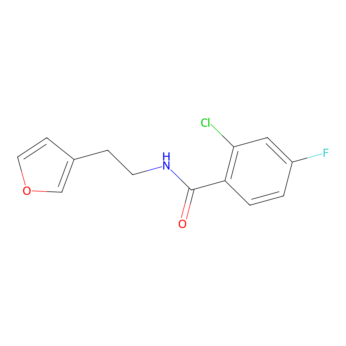 2-Chloro-4-fluoro-N-[2-(furan-3-YL)ethyl]benzamide molecular structure, CAS 1428371-94-1