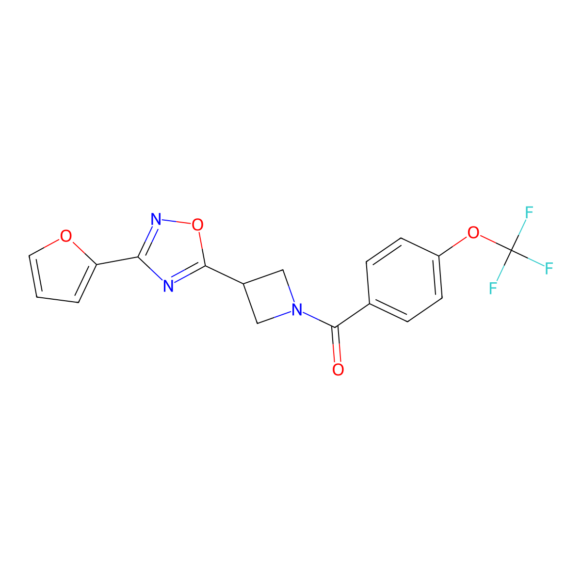 (3-(3-(Furan-2-yl)-1,2,4-oxadiazol-5-yl)azetidin-1-yl)(4-(trifluoromethoxy)phenyl)methanone molecular structure, CAS 1428371-96-3