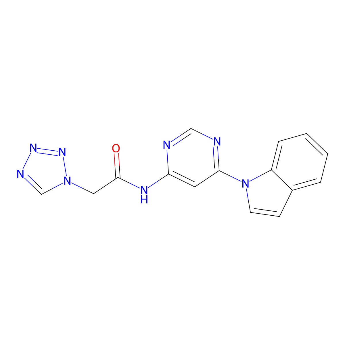 N-(6-(1H-indol-1-yl)pyrimidin-4-yl)-2-(1H-tetrazol-1-yl)acetamide molecular structure, CAS 1428371-97-4