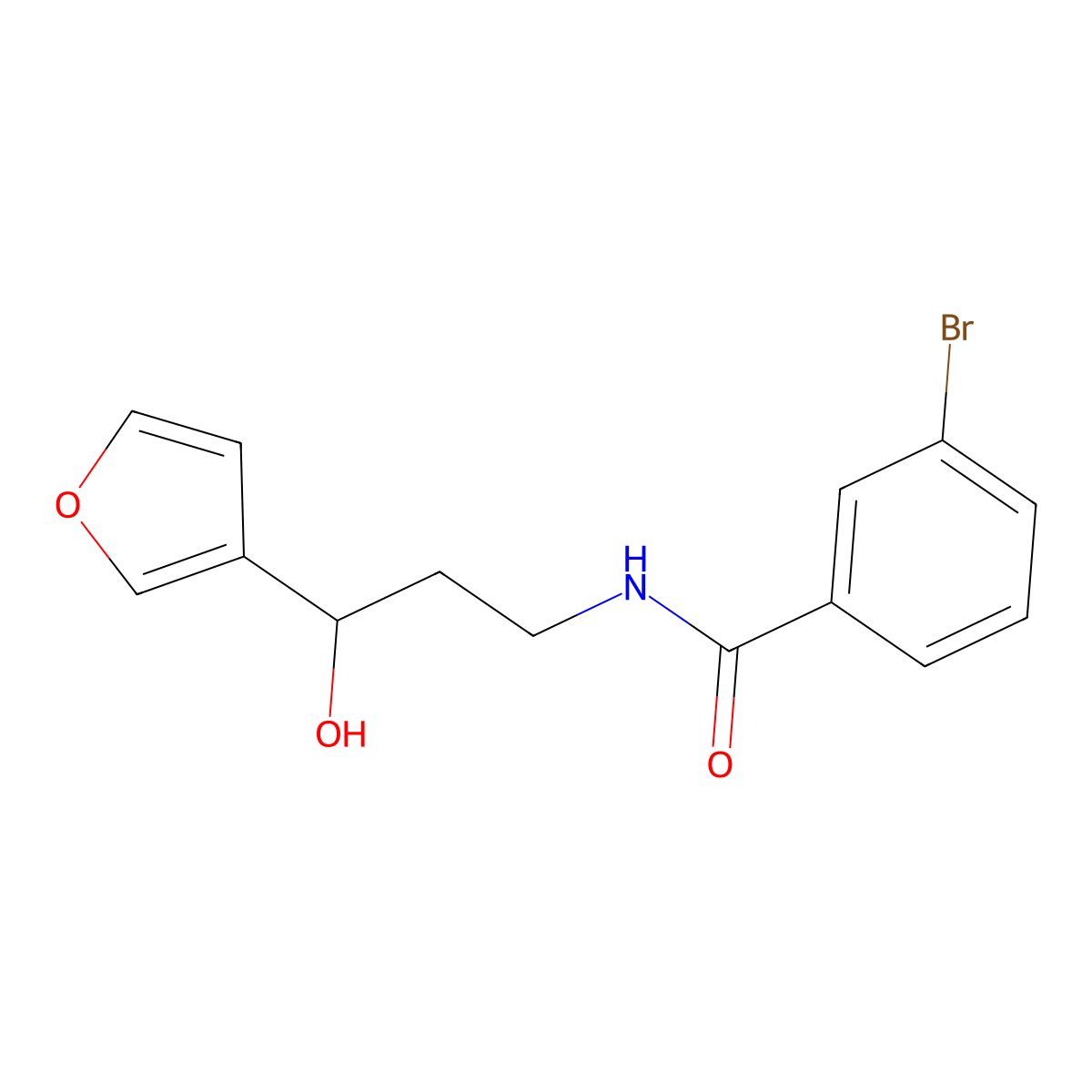 3-Bromo-N-[3-(furan-3-YL)-3-hydroxypropyl]benzamide molecular structure, CAS 1428371-99-6