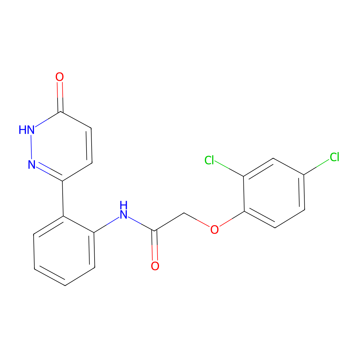 2-(2,4-dichlorophenoxy)-N-(2-(6-oxo-1,6-dihydropyridazin-3-yl)phenyl)acetamide molecular structure, CAS 1428372-09-1