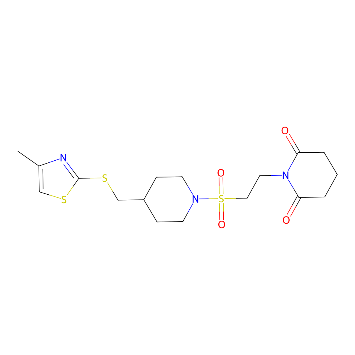 1-(2-((4-(((4-Methylthiazol-2-yl)thio)methyl)piperidin-1-yl)sulfonyl)ethyl)piperidine-2,6-dione molecular structure, CAS 1428372-13-7
