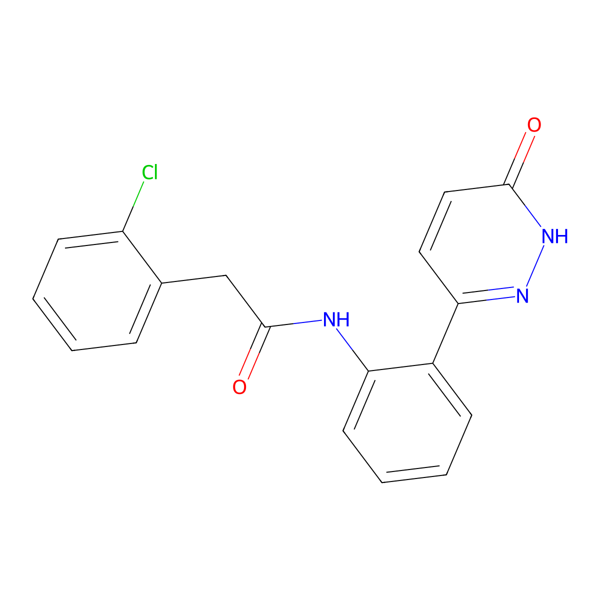 2-(2-chlorophenyl)-N-(2-(6-oxo-1,6-dihydropyridazin-3-yl)phenyl)acetamide molecular structure, CAS 1428372-22-8