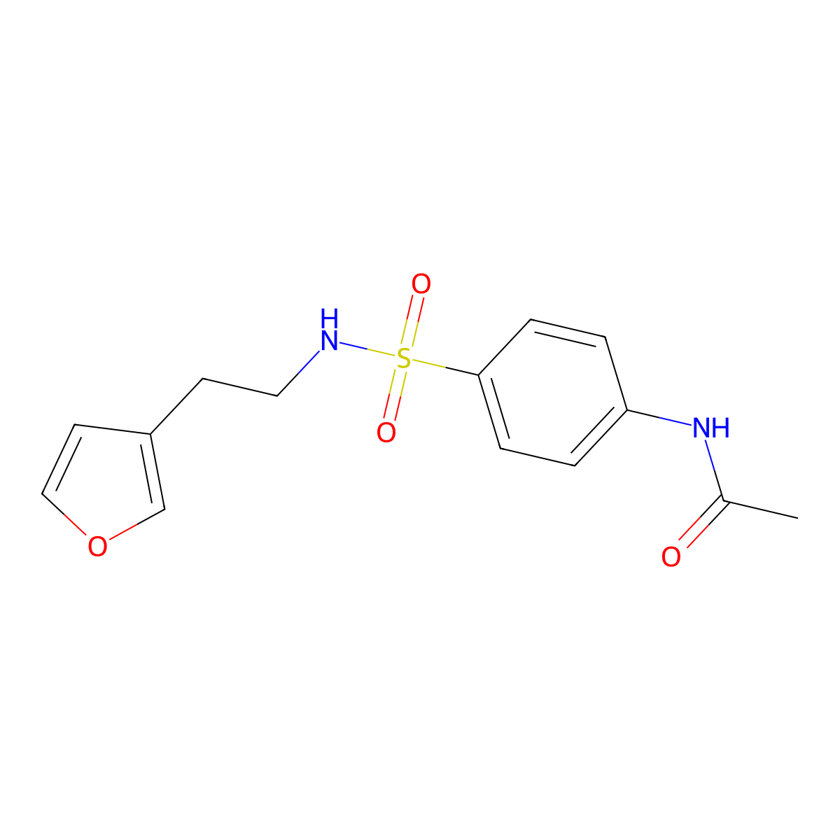 N-(4-(N-(2-(furan-3-yl)ethyl)sulfamoyl)phenyl)acetamide molecular structure, CAS 1428372-25-1