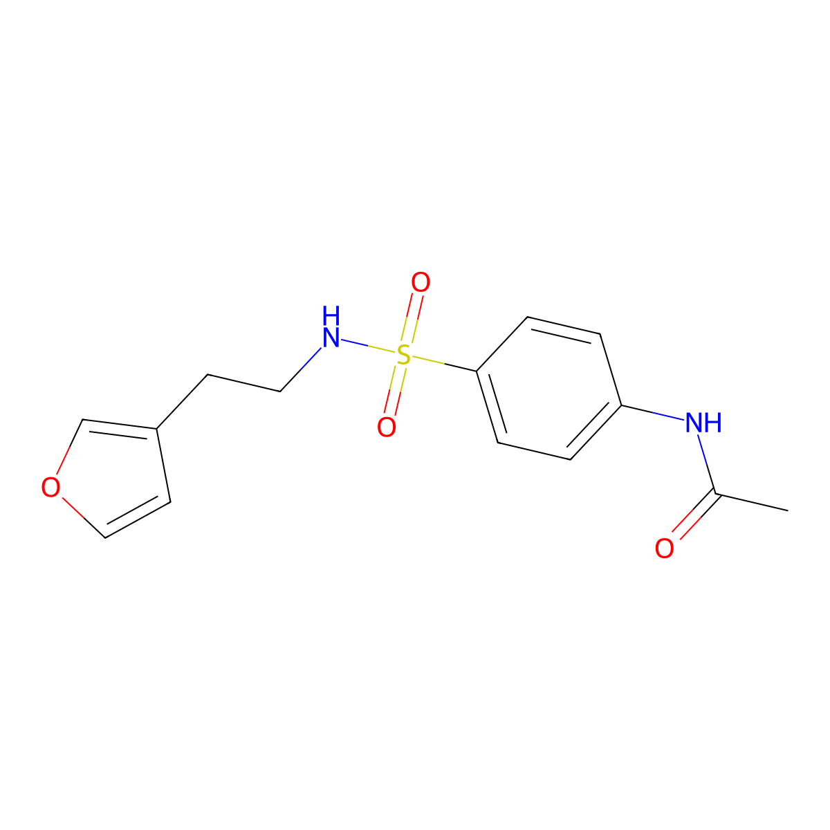 N-(4-(N-(2-(furan-3-yl)ethyl)sulfamoyl)phenyl)acetamide molecular structure, CAS 1428372-25-1