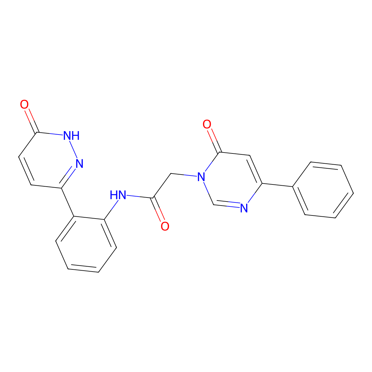 N-(2-(6-oxo-1,6-dihydropyridazin-3-yl)phenyl)-2-(6-oxo-4-phenylpyrimidin-1(6H)-yl)acetamide molecular structure, CAS 1428372-31-9