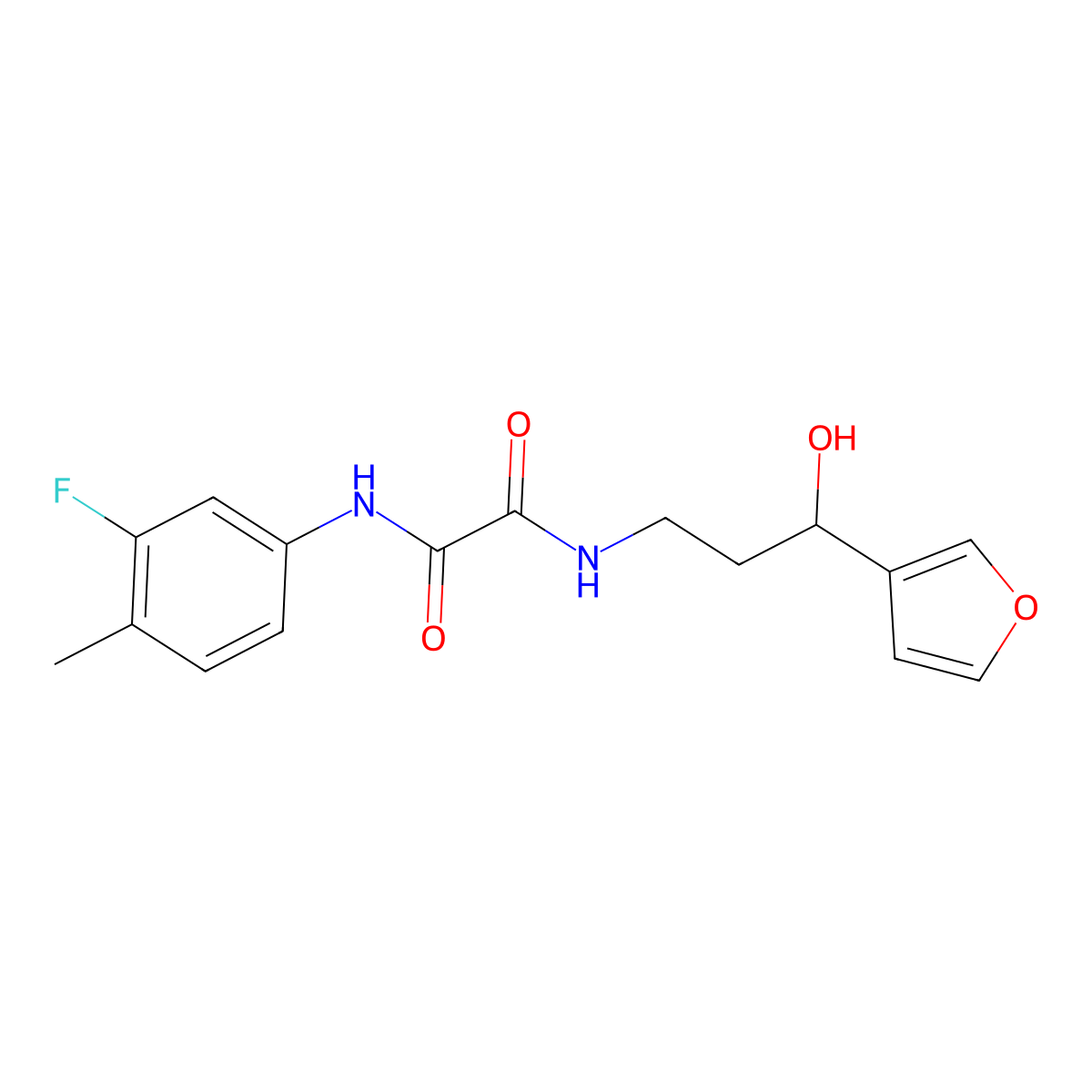 N1-(3-fluoro-4-methylphenyl)-N2-(3-(furan-3-yl)-3-hydroxypropyl)oxalamide molecular structure, CAS 1428372-35-3
