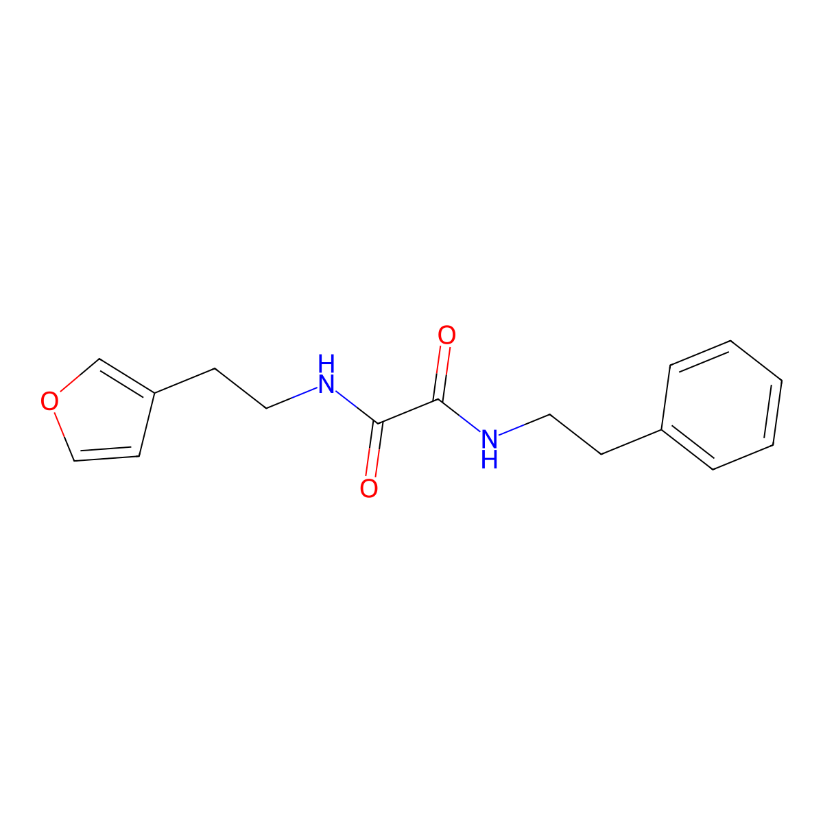 N1-(2-(furan-3-yl)ethyl)-N2-phenethyloxalamide molecular structure, CAS 1428372-36-4