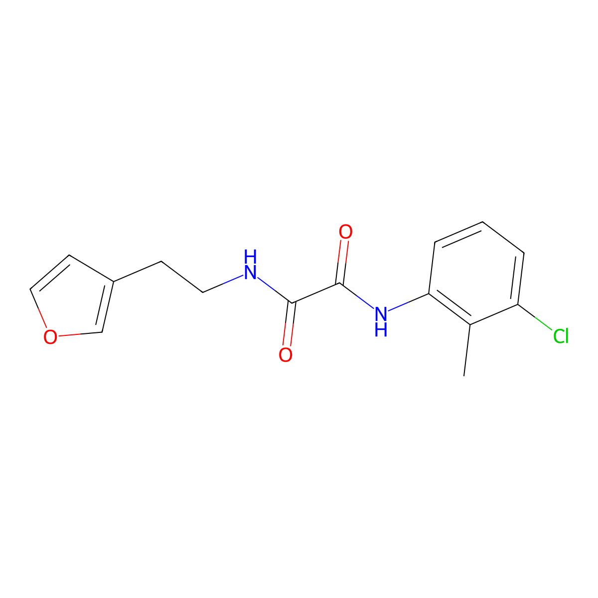 N'-(3-Chloro-2-methylphenyl)-N-[2-(furan-3-YL)ethyl]ethanediamide molecular structure, CAS 1428372-38-6
