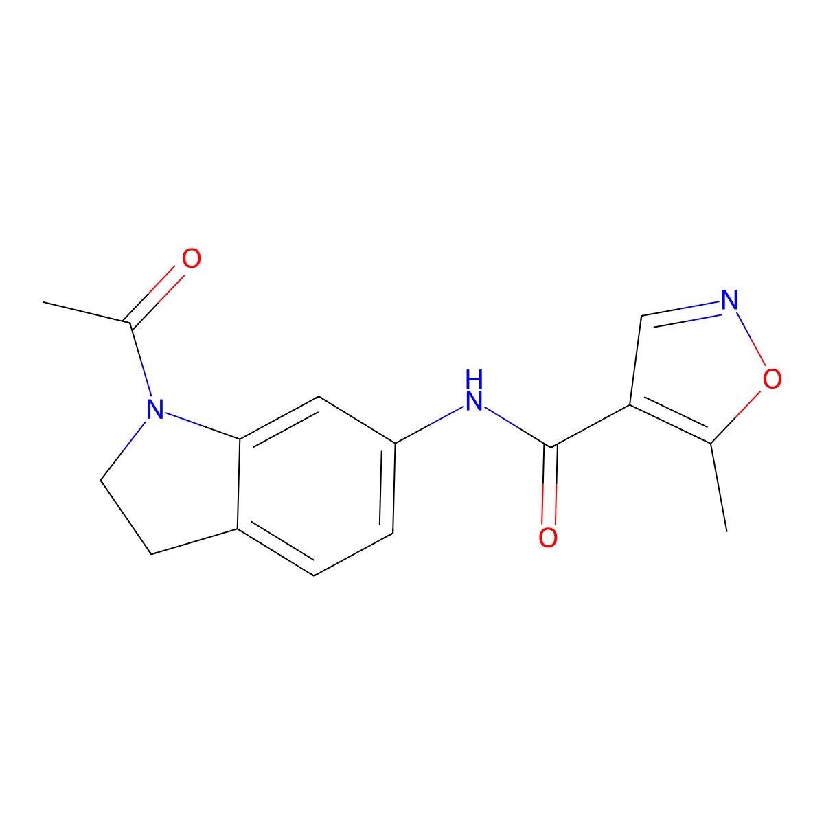 N-(1-acetylindolin-6-yl)-5-methylisoxazole-4-carboxamide molecular structure, CAS 1428372-42-2