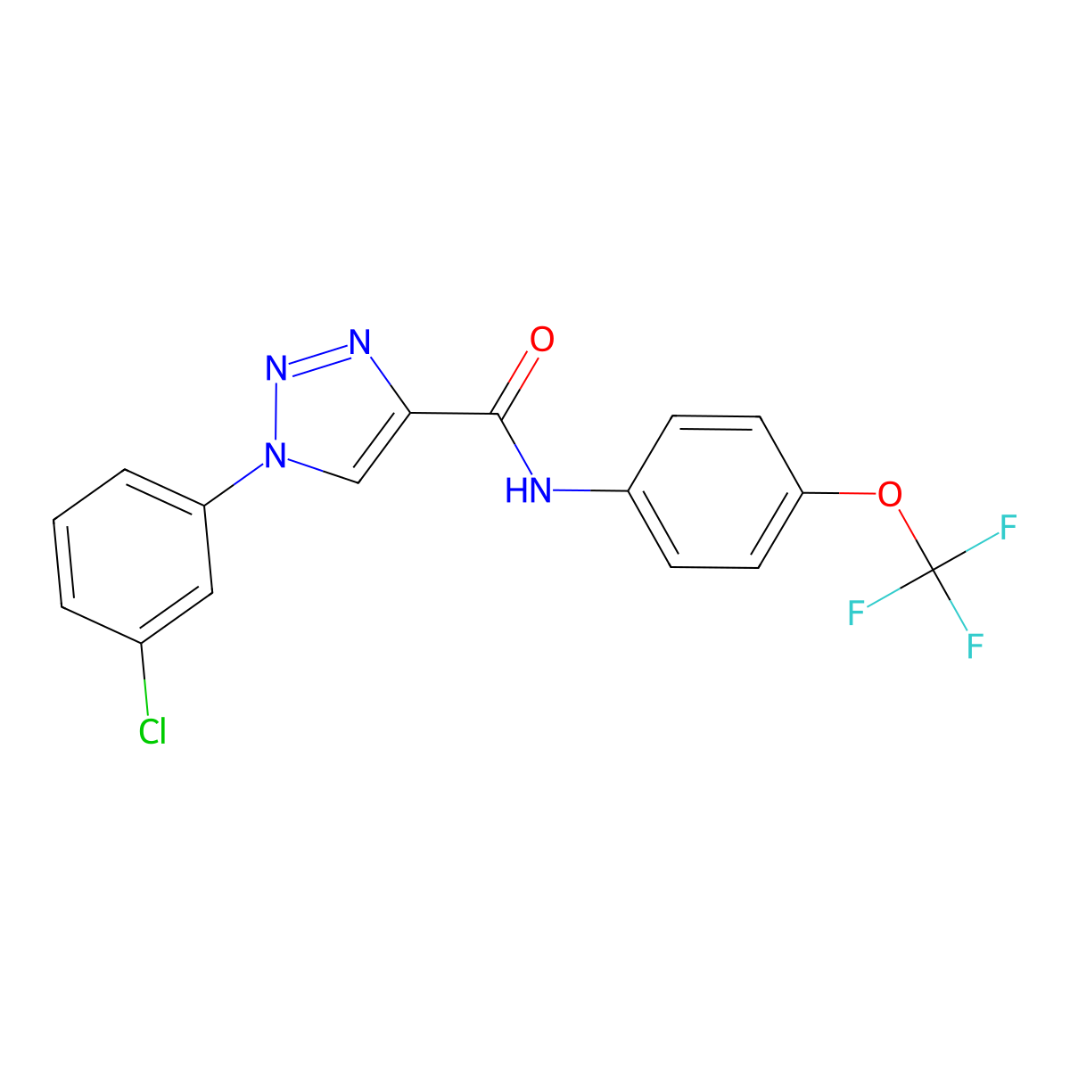 1-(3-chlorophenyl)-N-(4-(trifluoromethoxy)phenyl)-1H-1,2,3-triazole-4-carboxamide molecular structure, CAS 1428372-52-4