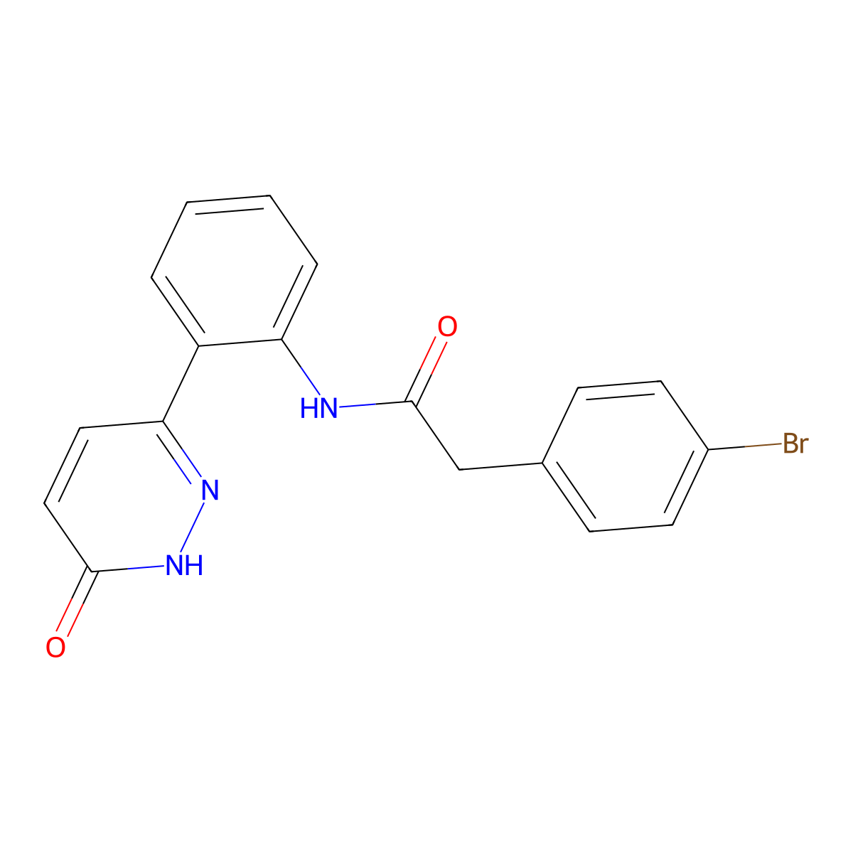 2-(4-bromophenyl)-N-(2-(6-oxo-1,6-dihydropyridazin-3-yl)phenyl)acetamide molecular structure, CAS 1428372-59-1