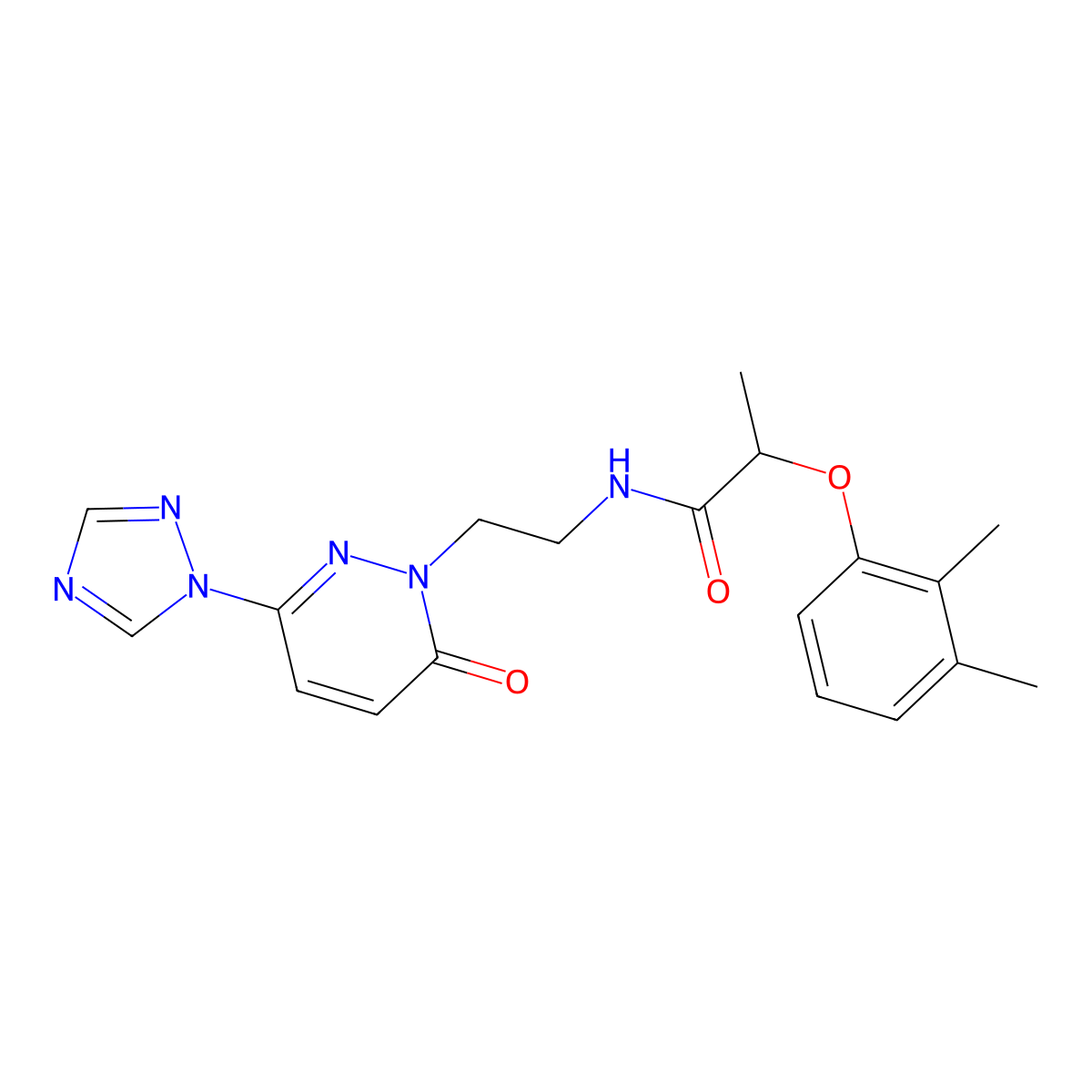 2-(2,3-dimethylphenoxy)-N-(2-(6-oxo-3-(1H-1,2,4-triazol-1-yl)pyridazin-1(6H)-yl)ethyl)propanamide molecular structure, CAS 1428372-63-7