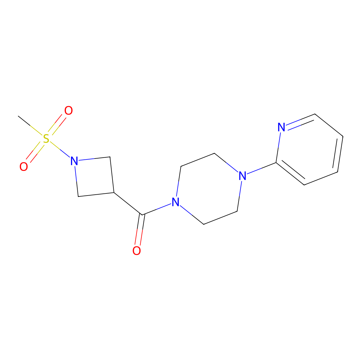 (1-(Methylsulfonyl)azetidin-3-yl)(4-(pyridin-2-yl)piperazin-1-yl)methanone molecular structure, CAS 1428372-67-1