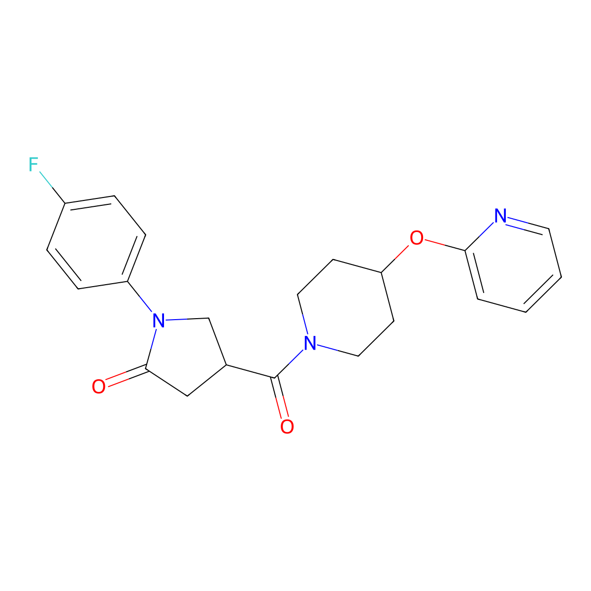 1-(4-Fluorophenyl)-4-(4-(pyridin-2-yloxy)piperidine-1-carbonyl)pyrrolidin-2-one molecular structure, CAS 1428372-73-9