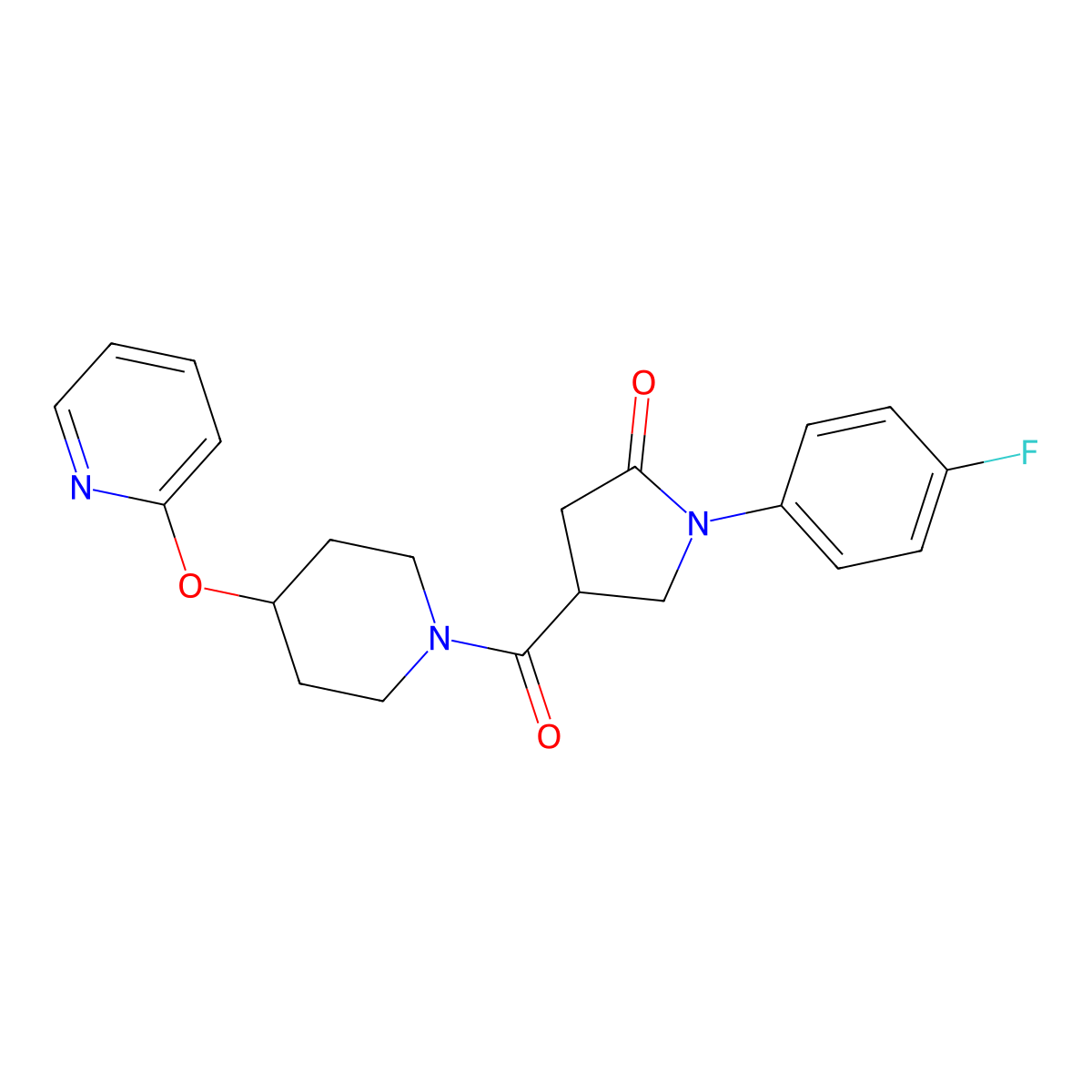 1-(4-Fluorophenyl)-4-(4-(pyridin-2-yloxy)piperidine-1-carbonyl)pyrrolidin-2-one molecular structure, CAS 1428372-73-9