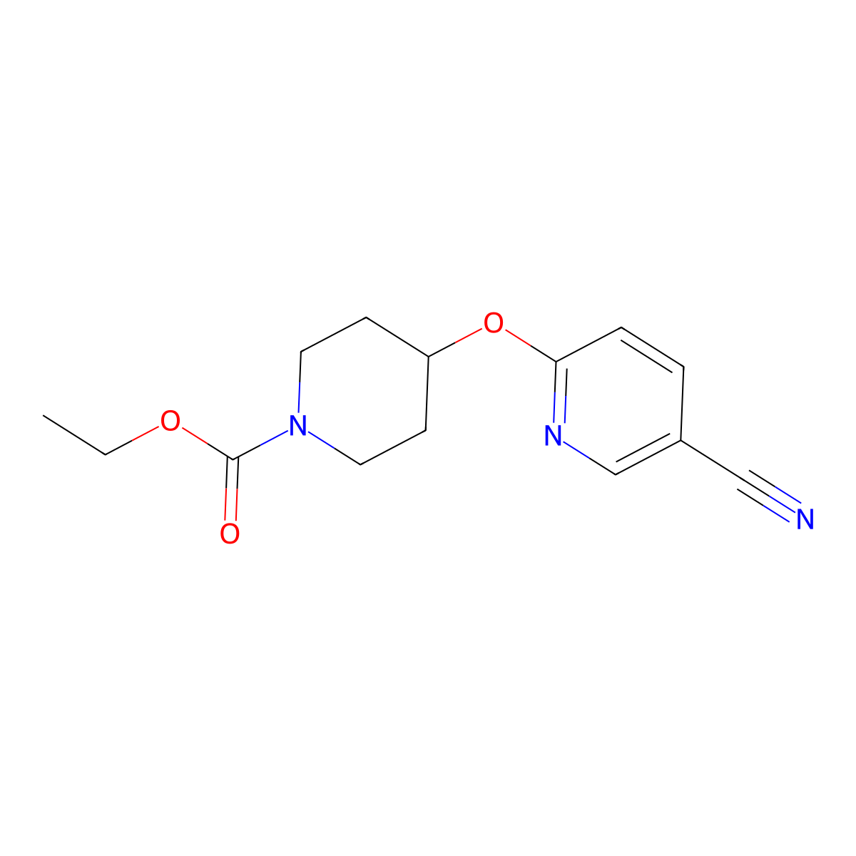 Ethyl 4-((5-cyanopyridin-2-yl)oxy)piperidine-1-carboxylate molecular structure, CAS 1428372-79-5