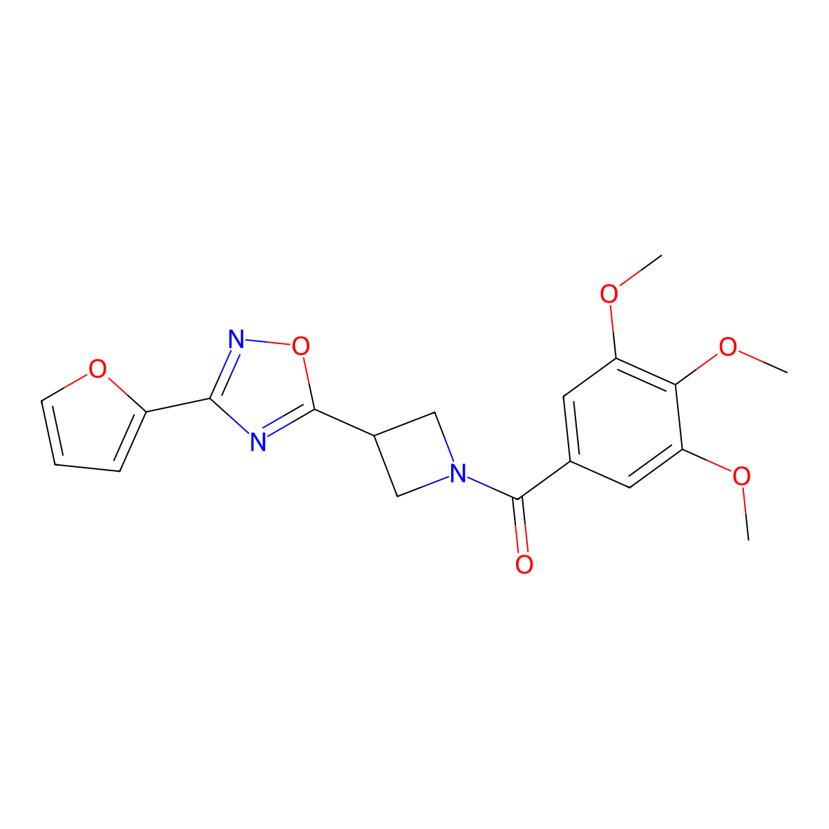 (3-(3-(Furan-2-yl)-1,2,4-oxadiazol-5-yl)azetidin-1-yl)(3,4,5-trimethoxyphenyl)methanone molecular structure, CAS 1428372-85-3