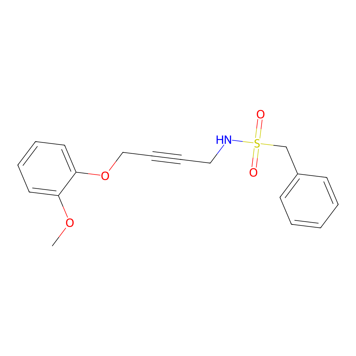 N-(4-(2-methoxyphenoxy)but-2-yn-1-yl)-1-phenylmethanesulfonamide molecular structure, CAS 1428372-93-3