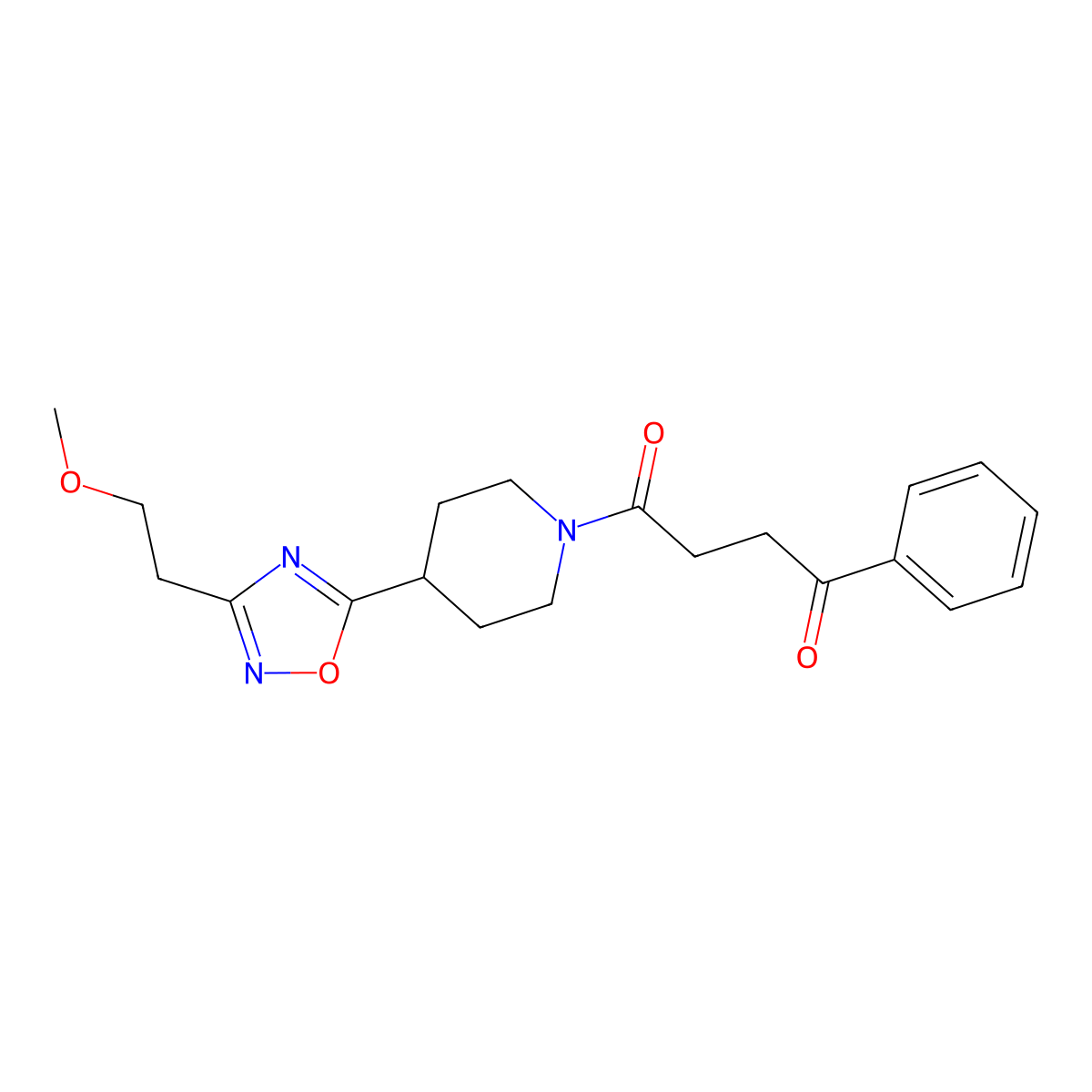 1-(4-(3-(2-Methoxyethyl)-1,2,4-oxadiazol-5-yl)piperidin-1-yl)-4-phenylbutane-1,4-dione molecular structure, CAS 1428372-94-4