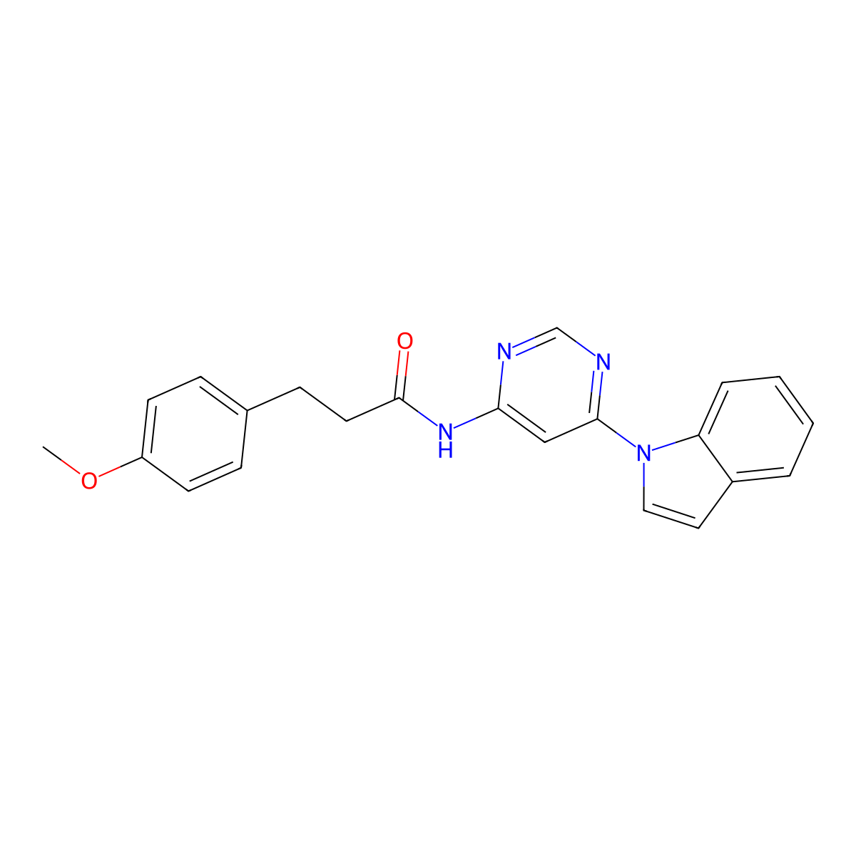 N-[6-(1H-indol-1-yl)pyrimidin-4-yl]-3-(4-methoxyphenyl)propanamide molecular structure, CAS 1428372-96-6