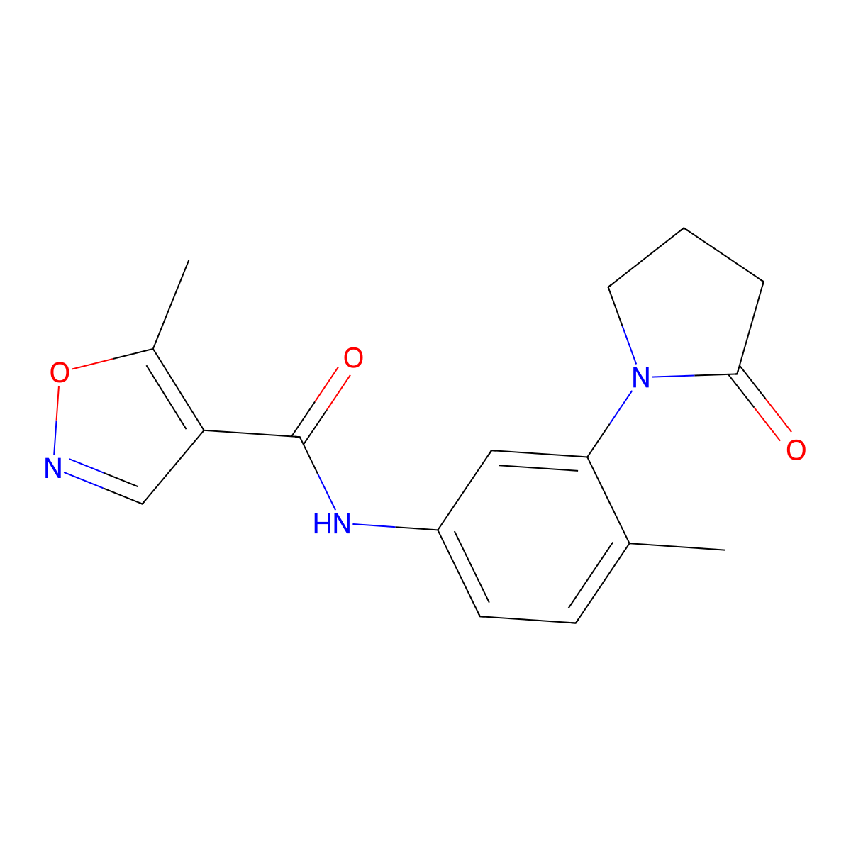 5-methyl-N-(4-methyl-3-(2-oxopyrrolidin-1-yl)phenyl)isoxazole-4-carboxamide molecular structure, CAS 1428372-99-9