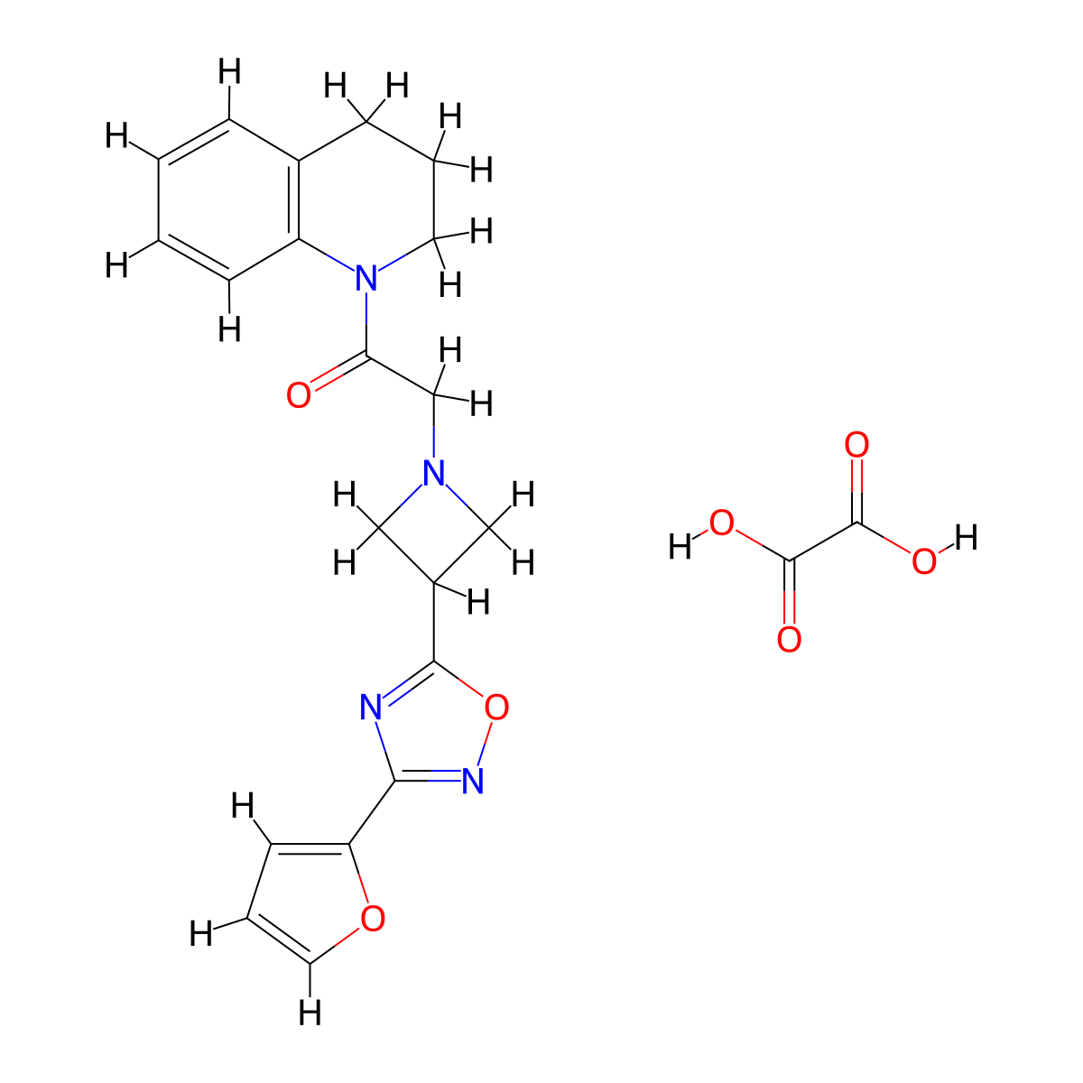 1-(3,4-dihydroquinolin-1(2H)-yl)-2-(3-(3-(furan-2-yl)-1,2,4-oxadiazol-5-yl)azetidin-1-yl)ethanone oxalate molecular structure, CAS 1428373-05-0