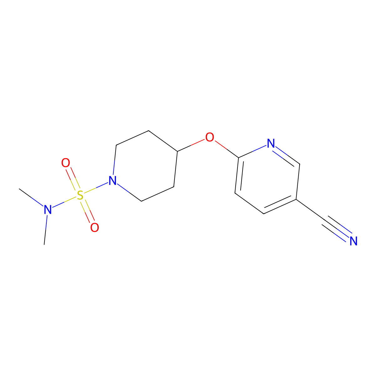 4-((5-cyanopyridin-2-yl)oxy)-N,N-dimethylpiperidine-1-sulfonamide molecular structure, CAS 1428373-08-3
