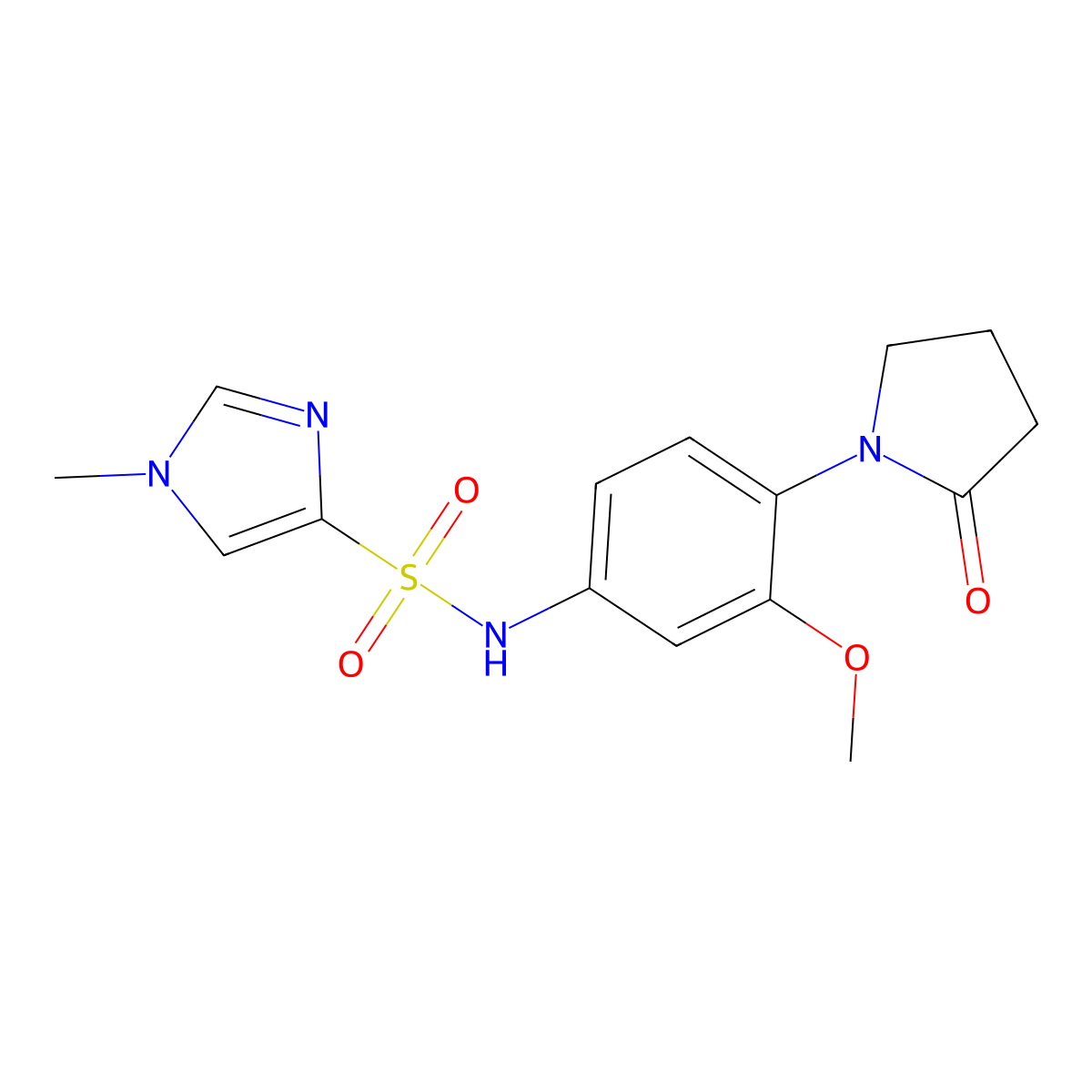 N-[3-methoxy-4-(2-oxopyrrolidin-1-yl)phenyl]-1-methyl-1H-imidazole-4-sulfonamide molecular structure, CAS 1428373-12-9