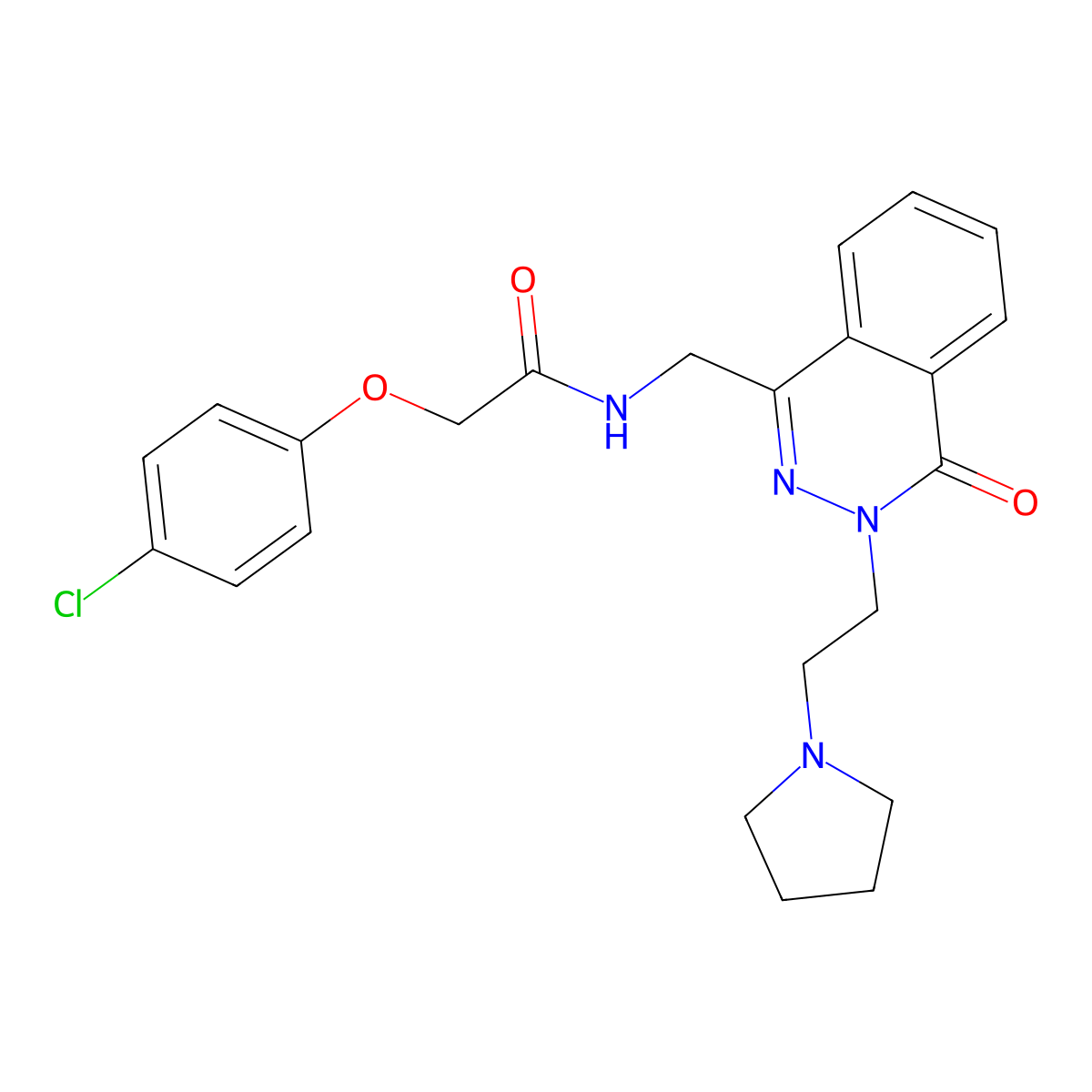 2-(4-chlorophenoxy)-N-({4-oxo-3-[2-(pyrrolidin-1-yl)ethyl]-3,4-dihydrophthalazin-1-yl}methyl)acetamide molecular structure, CAS 1428373-13-0