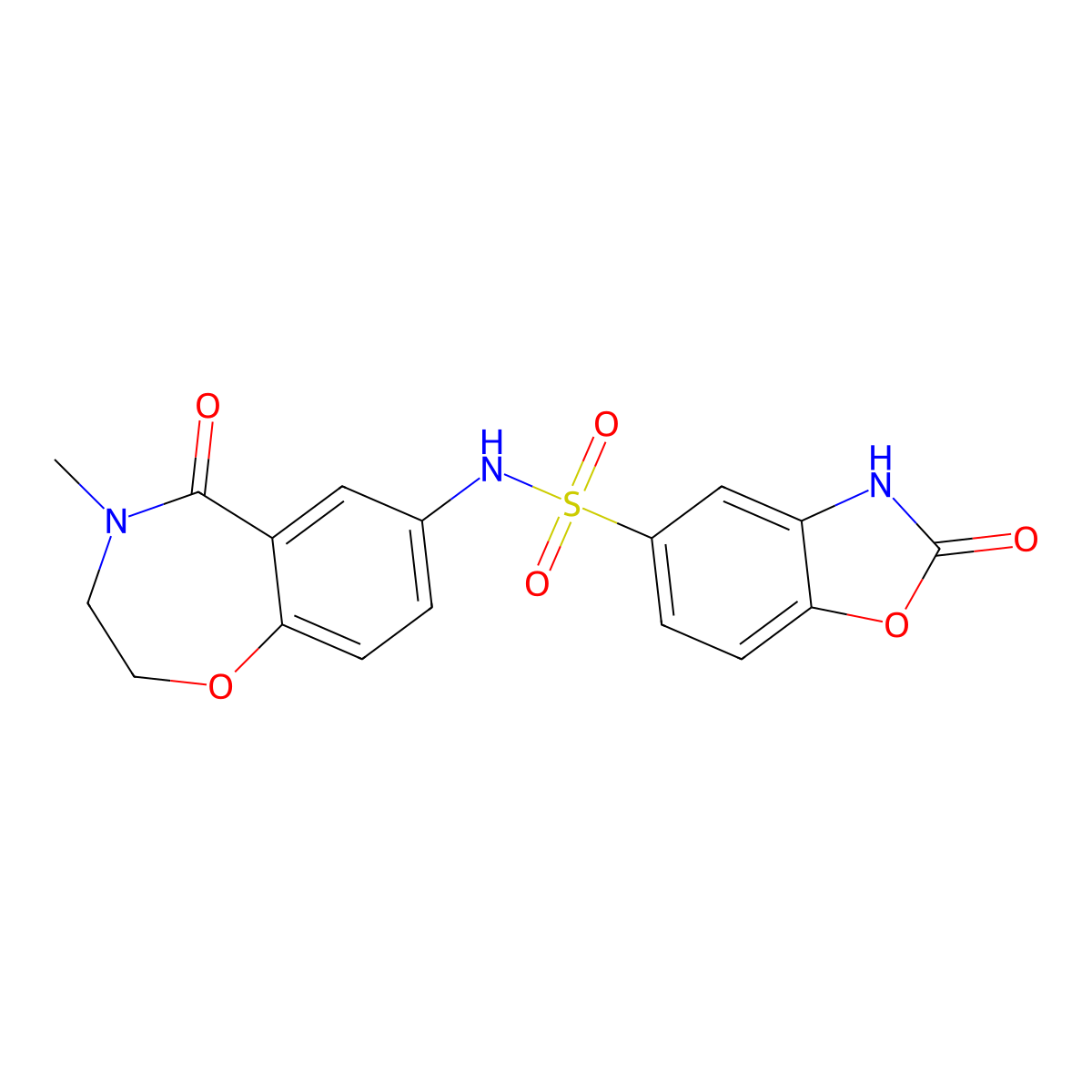 N-(4-methyl-5-oxo-2,3,4,5-tetrahydrobenzo[f][1,4]oxazepin-7-yl)-2-oxo-2,3-dihydrobenzo[d]oxazole-5-sulfonamide molecular structure, CAS 1428373-17-4
