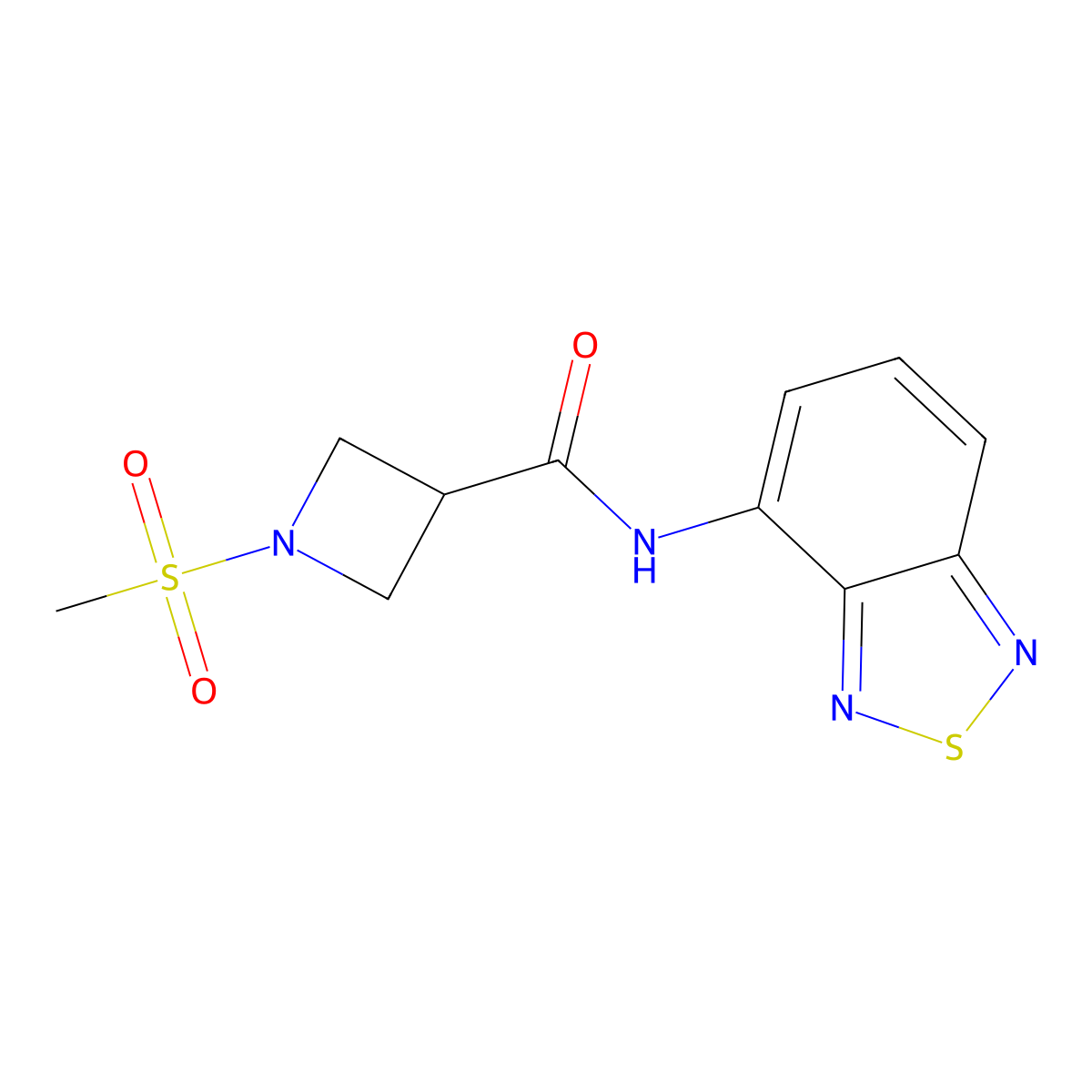 N-(benzo[c][1,2,5]thiadiazol-4-yl)-1-(methylsulfonyl)azetidine-3-carboxamide molecular structure, CAS 1428373-18-5