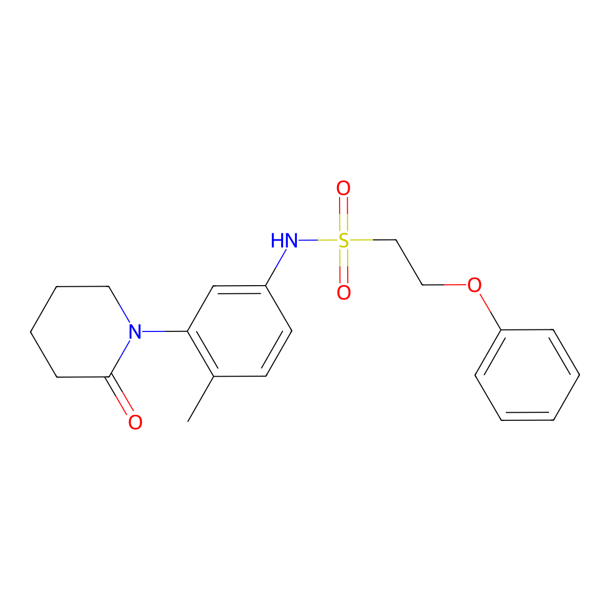 N-(4-methyl-3-(2-oxopiperidin-1-yl)phenyl)-2-phenoxyethanesulfonamide molecular structure, CAS 1428373-19-6