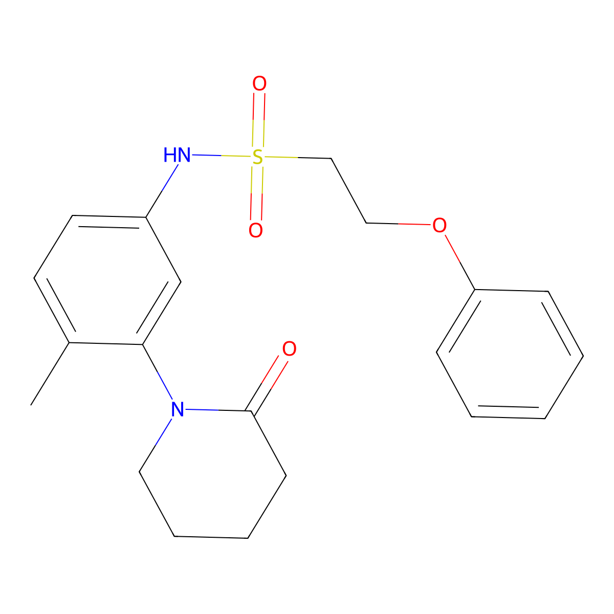 N-(4-methyl-3-(2-oxopiperidin-1-yl)phenyl)-2-phenoxyethanesulfonamide molecular structure, CAS 1428373-19-6