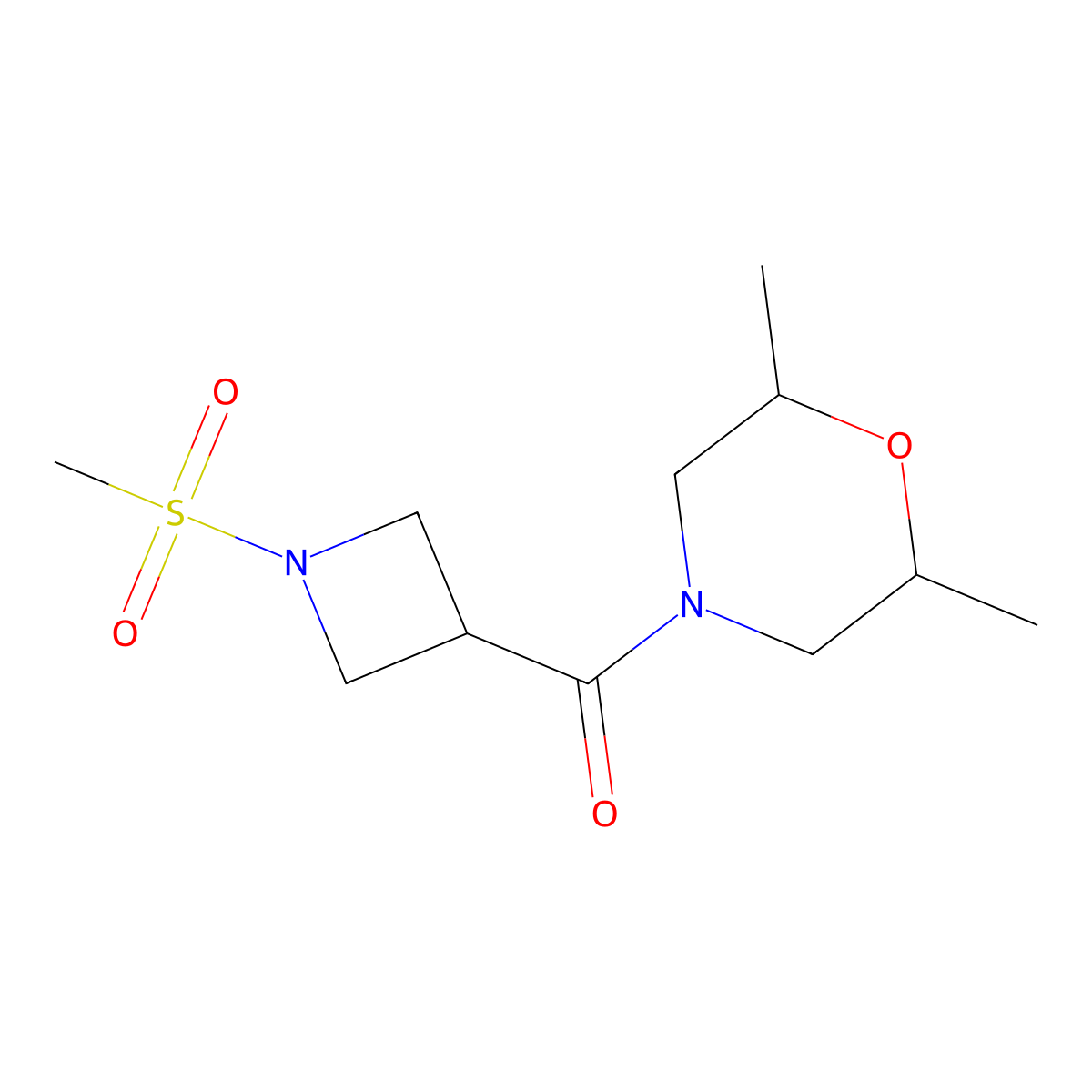 (2,6-Dimethylmorpholino)(1-(methylsulfonyl)azetidin-3-yl)methanone molecular structure, CAS 1428373-21-0