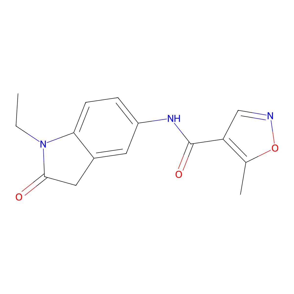 N-(1-ethyl-2-oxoindolin-5-yl)-5-methylisoxazole-4-carboxamide molecular structure, CAS 1428373-24-3