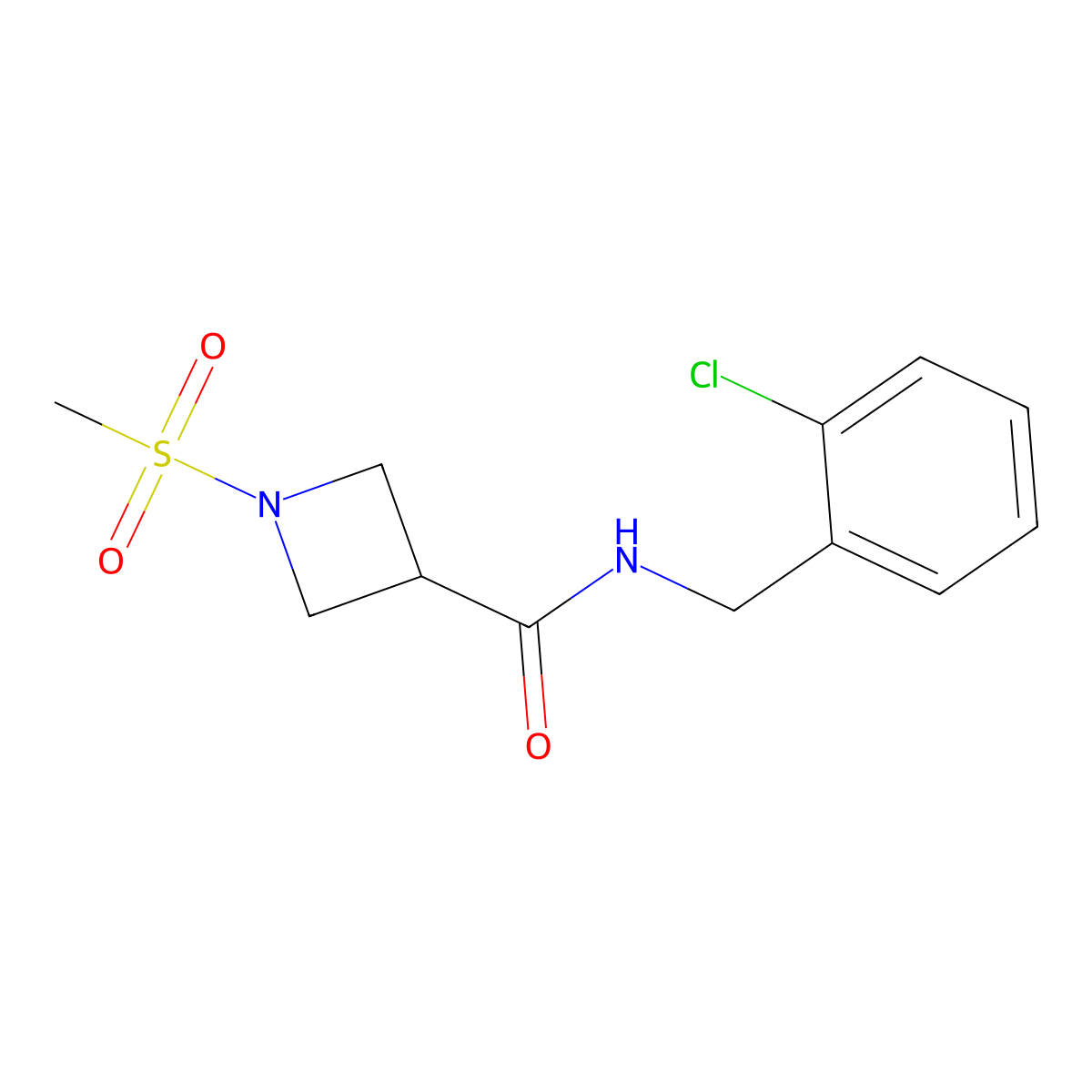 N-(2-chlorobenzyl)-1-(methylsulfonyl)azetidine-3-carboxamide molecular structure, CAS 1428373-25-4