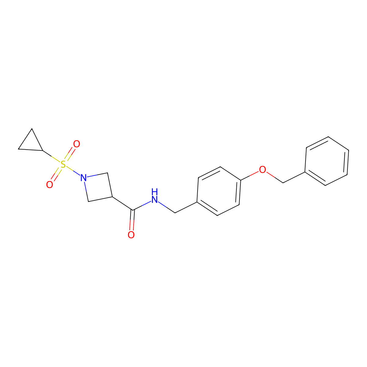 N-(4-(benzyloxy)benzyl)-1-(cyclopropylsulfonyl)azetidine-3-carboxamide molecular structure, CAS 1428373-26-5
