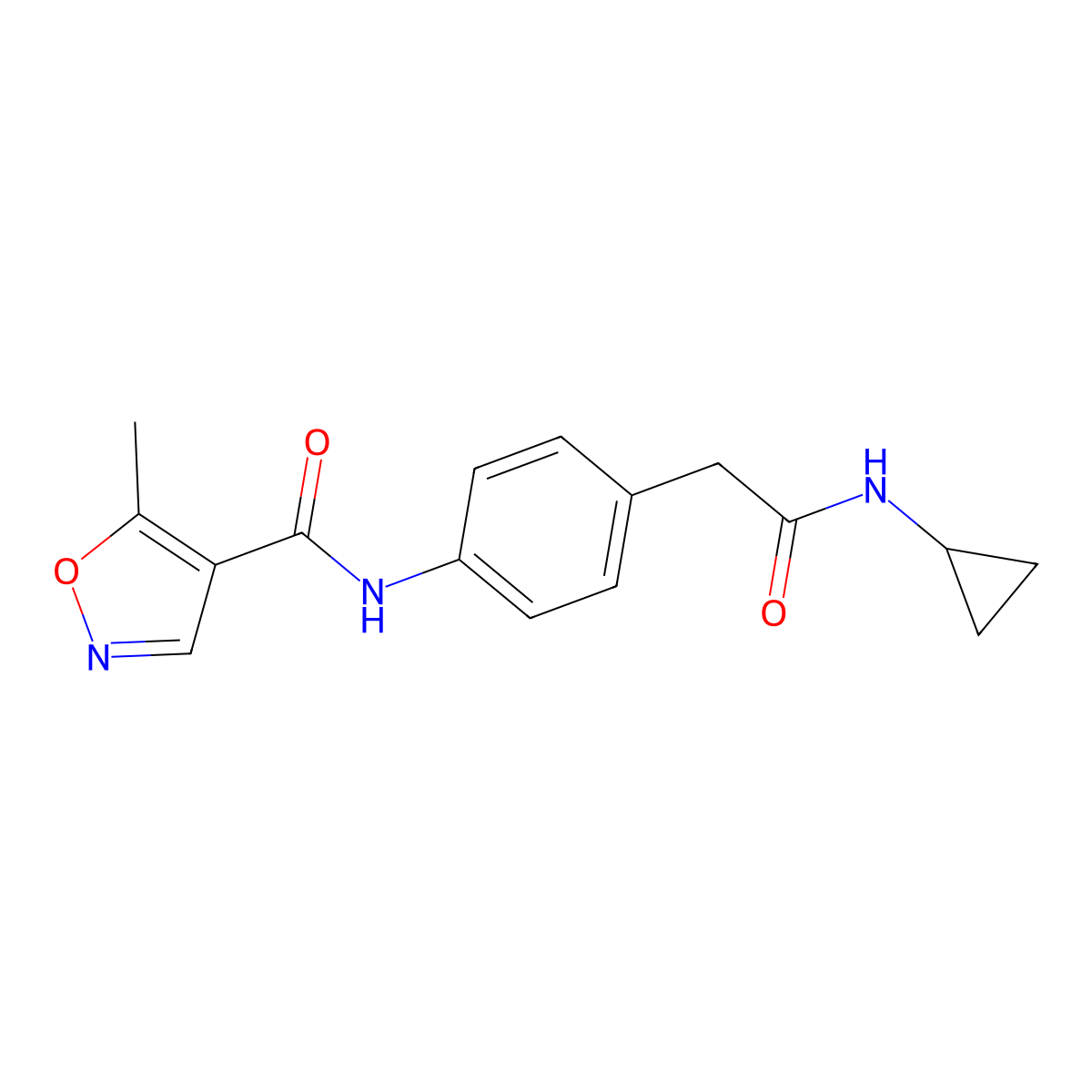 N-(4-(2-(cyclopropylamino)-2-oxoethyl)phenyl)-5-methylisoxazole-4-carboxamide molecular structure, CAS 1428373-27-6