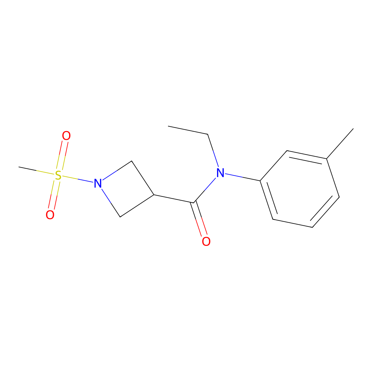 N-ethyl-1-(methylsulfonyl)-N-(m-tolyl)azetidine-3-carboxamide molecular structure, CAS 1428373-28-7