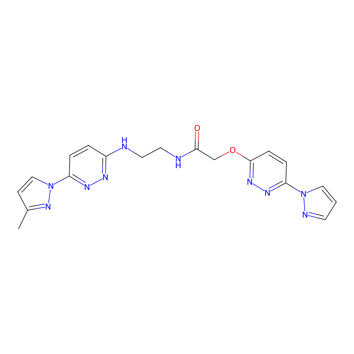 N-(2-{[6-(3-methyl-1H-pyrazol-1-yl)pyridazin-3-yl]amino}ethyl)-2-{[6-(1H-pyrazol-1-yl)pyridazin-3-yl]oxy}acetamide molecular structure, CAS 1428373-29-8
