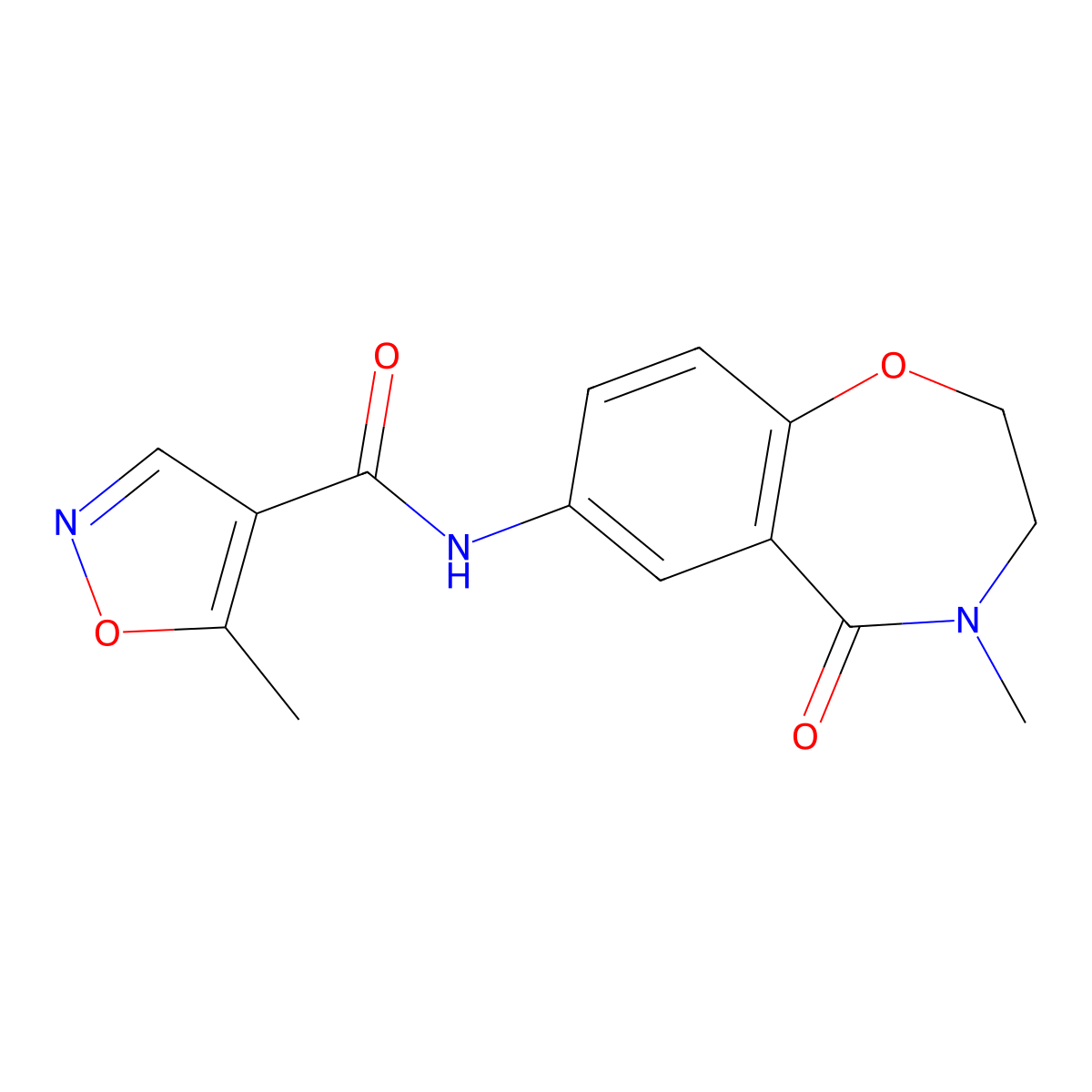 5-methyl-N-(4-methyl-5-oxo-2,3,4,5-tetrahydrobenzo[f][1,4]oxazepin-7-yl)isoxazole-4-carboxamide molecular structure, CAS 1428373-30-1