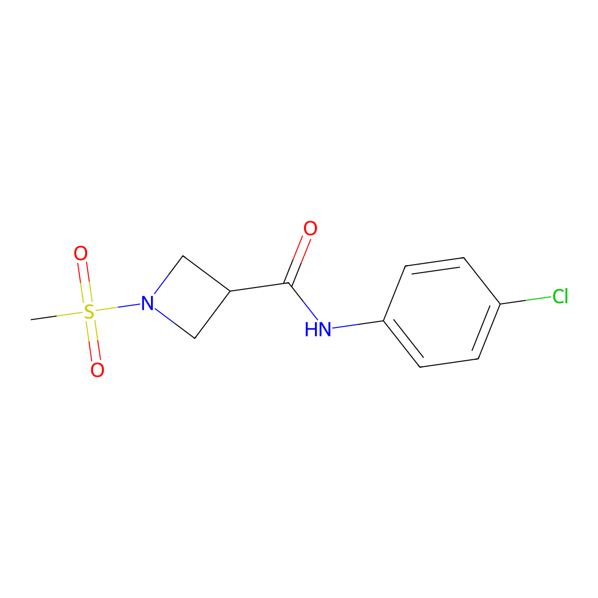N-(4-chlorophenyl)-1-(methylsulfonyl)azetidine-3-carboxamide molecular structure, CAS 1428373-32-3