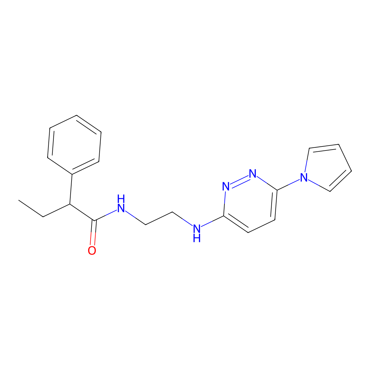 N-(2-((6-(1H-pyrrol-1-yl)pyridazin-3-yl)amino)ethyl)-2-phenylbutanamide molecular structure, CAS 1428373-35-6