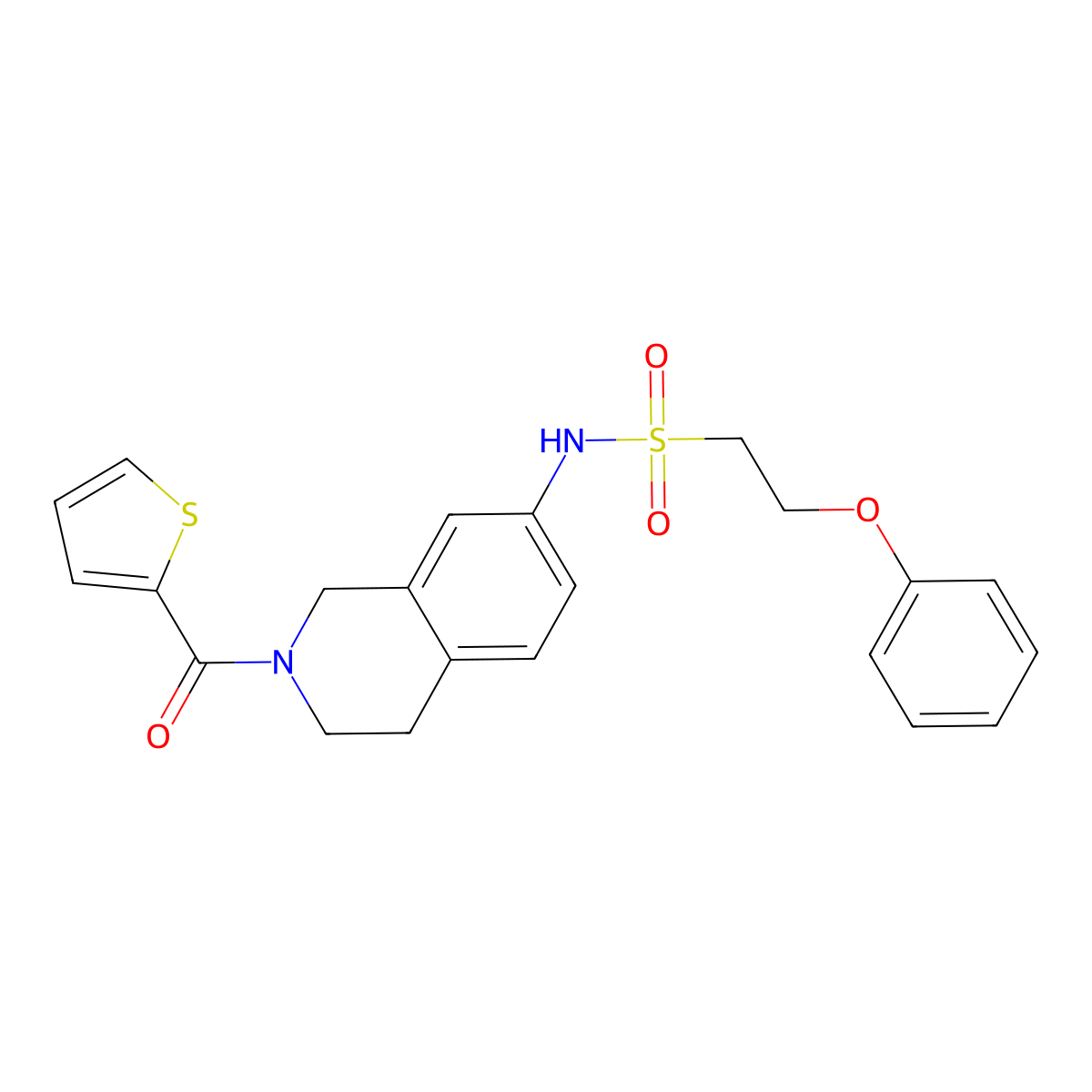 2-phenoxy-N-(2-(thiophene-2-carbonyl)-1,2,3,4-tetrahydroisoquinolin-7-yl)ethanesulfonamide molecular structure, CAS 1428373-36-7