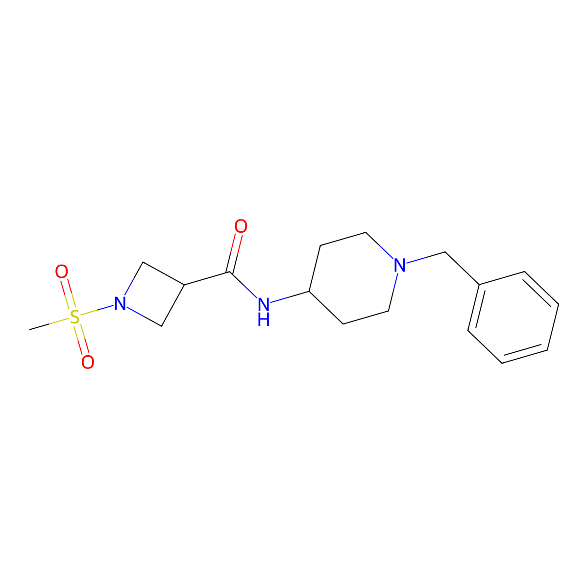 N-(1-benzylpiperidin-4-yl)-1-(methylsulfonyl)azetidine-3-carboxamide molecular structure, CAS 1428373-40-3
