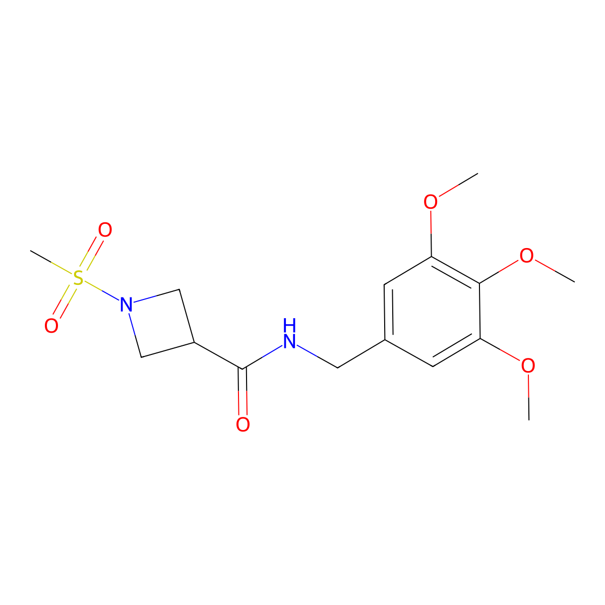 1-(methylsulfonyl)-N-(3,4,5-trimethoxybenzyl)azetidine-3-carboxamide molecular structure, CAS 1428373-47-0