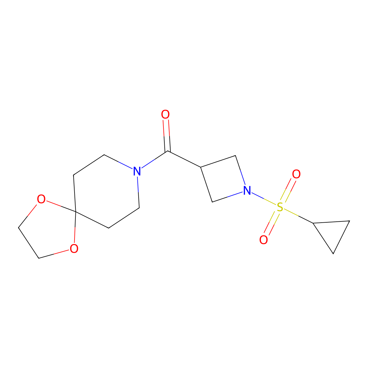 (1-(Cyclopropylsulfonyl)azetidin-3-yl)(1,4-dioxa-8-azaspiro[4.5]decan-8-yl)methanone molecular structure, CAS 1428373-56-1